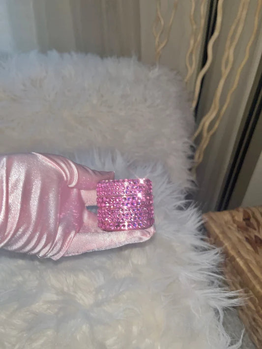 Pink Bling Lighter Case + Grinder Set (Pink)