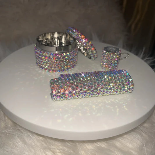 Bling Lighter Case + Grinder + Splitter Set